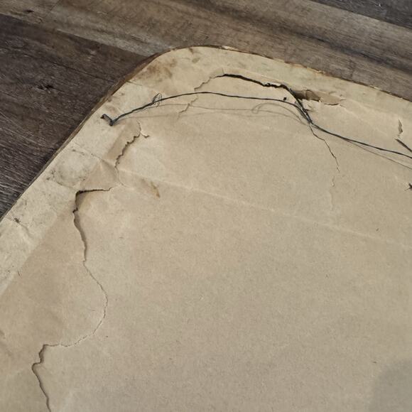 Antique Convex Bubble Frame Hexagonal Floral Carved Wood Mountain Waterfall READ - Picture 10 of 11